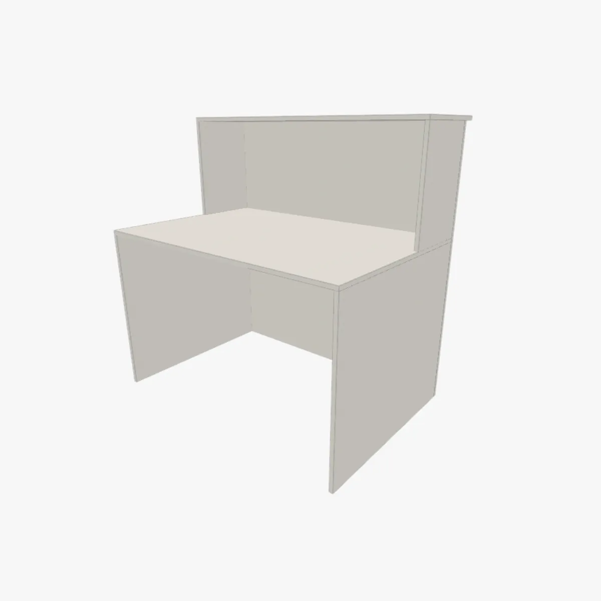 Balcão de recepção compacto em MDP 16 mm com painel elevado cinza