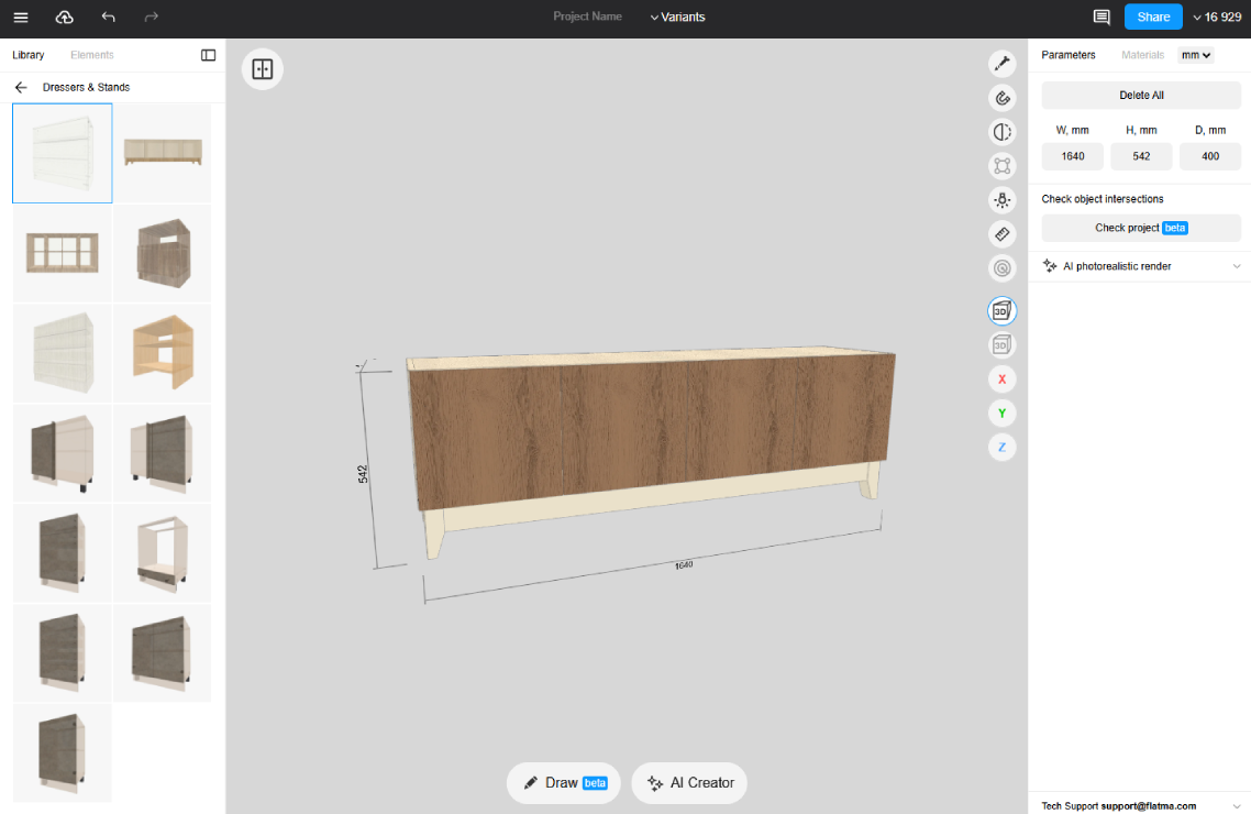 Cabinet blueprint software for production documentation