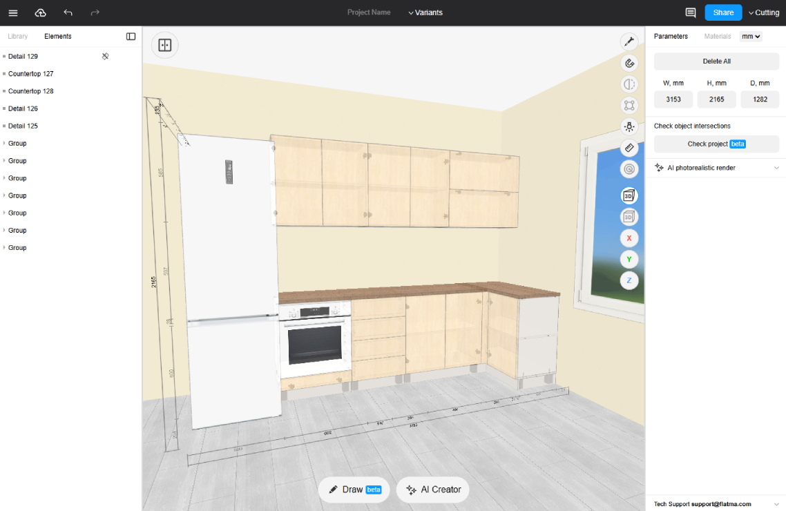 Cabinet maker design software for custom cabinetry projects