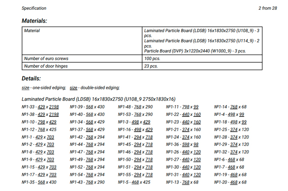 ตัวอย่างการคำนวณสเปคของเฟอร์นิเจอร์ในโปรแกรม Flatma